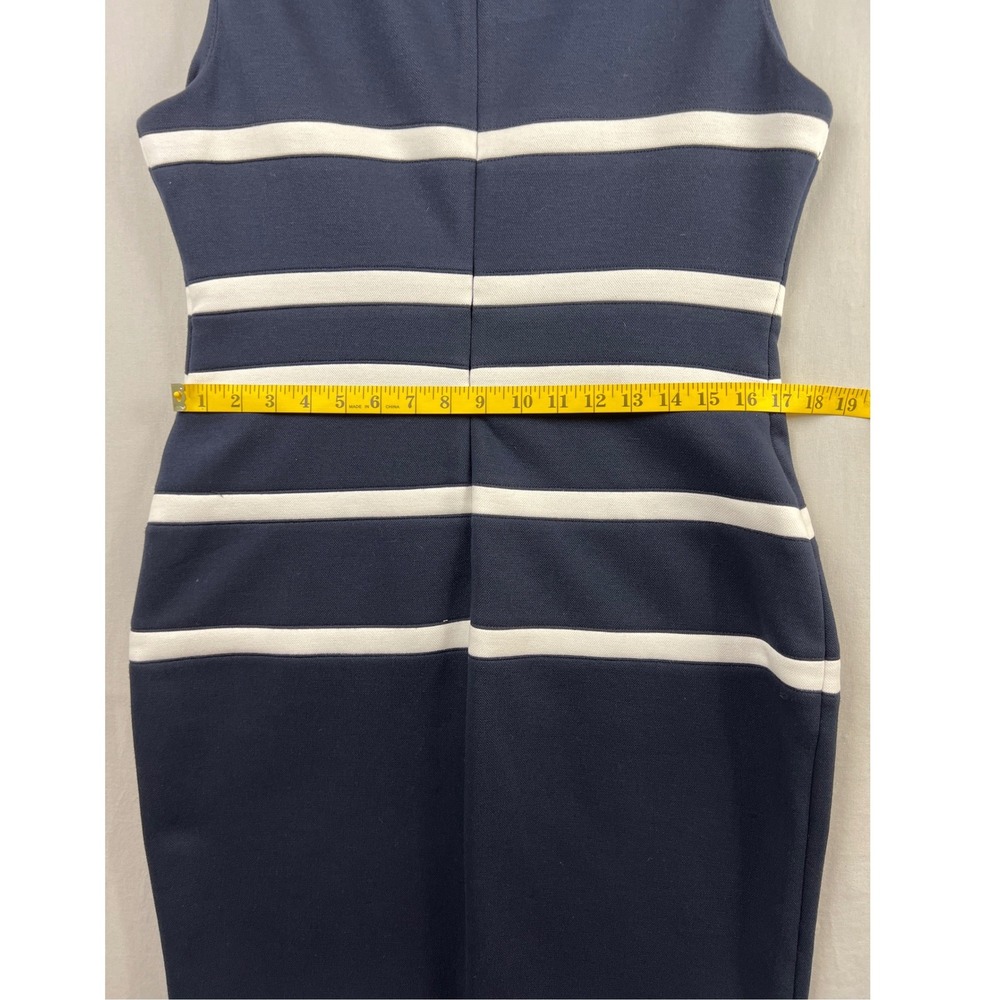 Tommy Hilfiger Sheath Dress Womens 12 Navy Blue White Stripe Sleeveless Knit - Picture 6 of 9